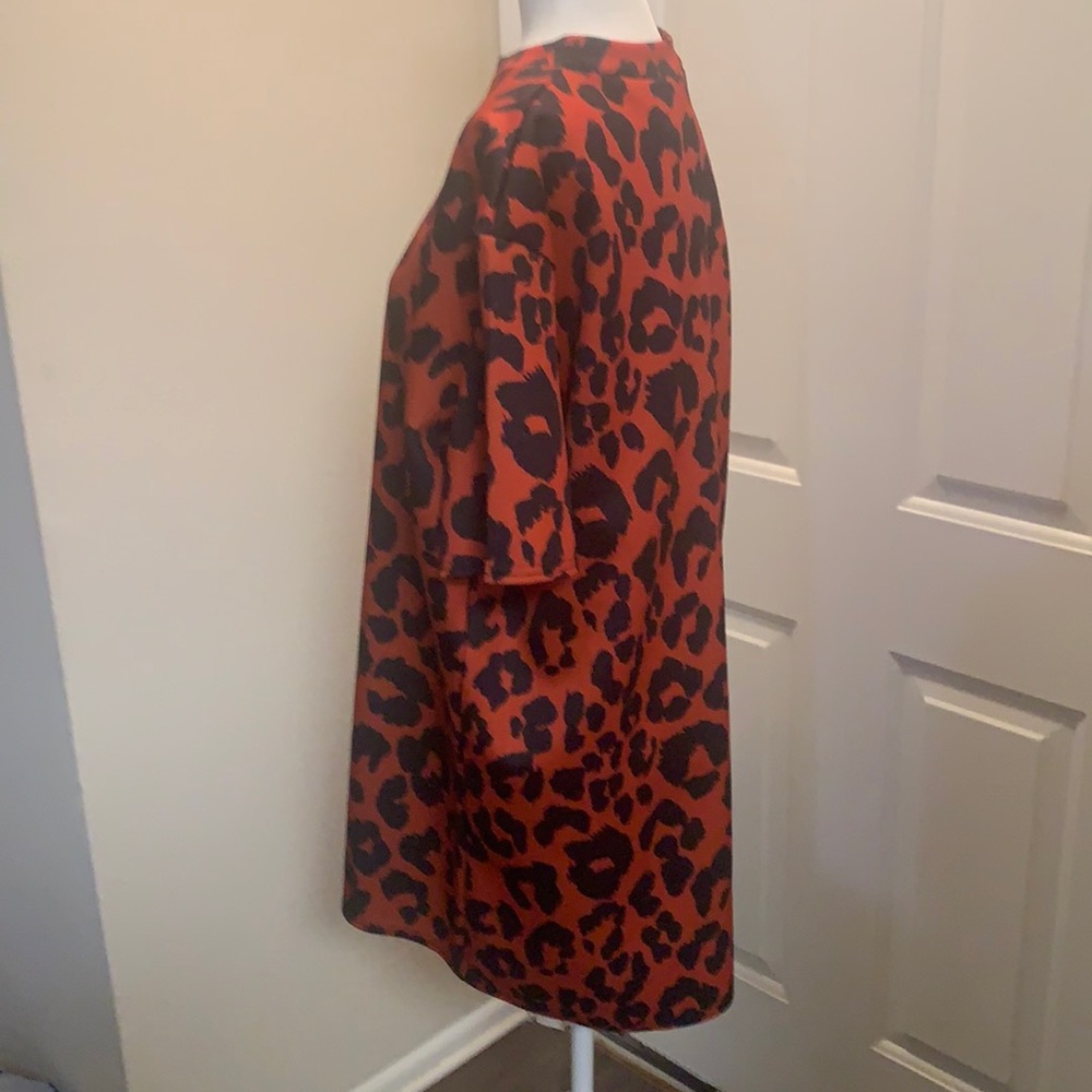 Leopard Print High Neck Short Sleeve Shirt Dress, Size 10, Good Condition. (NWT)